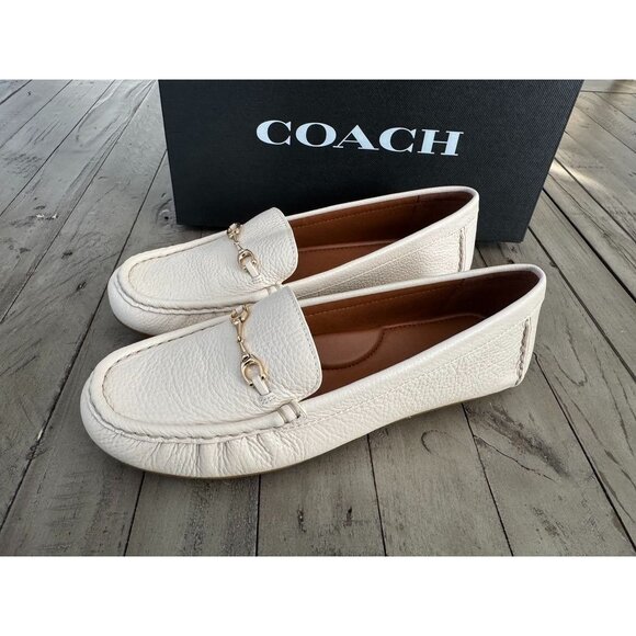 NIB Coach Mavis FG4581 Women Size Cream Pebbled Leather Loafer Size 9 - Picture 2 of 9